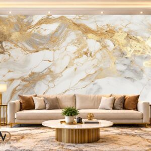 Elegant Cream & Gold Onyx Marble Wallpaper – MW-11