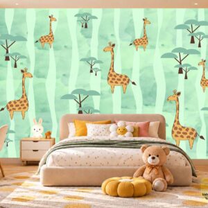 Giraffe Forest Kids Wallpaper – Nature Kids Room Design