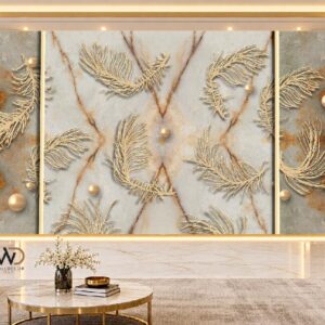 Golden Floral Marble Decorative Wall Panel in Karachi