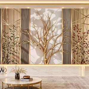 Golden Tree Luxury Decorative Wall Panel Design in Karachi