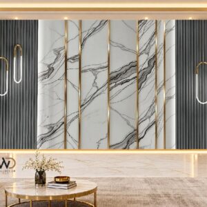 Grey Marble & Black Fluted Decorative Wall Panel in Karachi