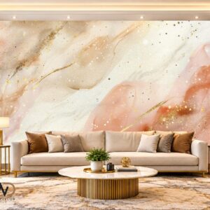 Luxury Peach & Cream Marble Wall Mural – MW-06