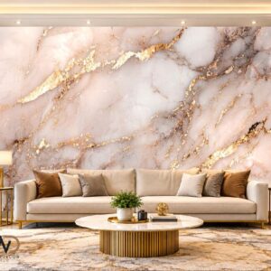 Luxury Rose Gold & White Marble Wallpaper – MW-09