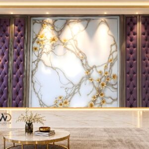 Purple & Gold Marble Luxury Feature Wall Panel in Karachi