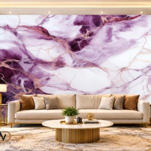 Royal Purple & White Marble Wallpaper – MW-21