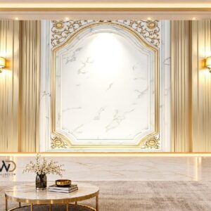 Royal White & Gold Arch Style Wall Panel Design in Karachi