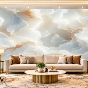 Soft Blue & Beige Onyx Marble Wallpaper – MW-07