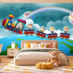 Space Train Adventure Kids Wallpaper – Kids Room Decor