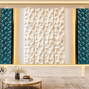 Teal Blue & White Geometric 3D Wall Panel in Karachi