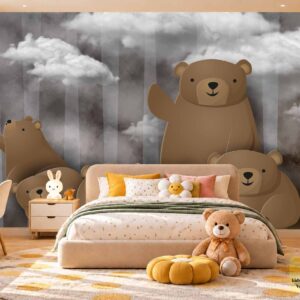 Teddy Bear Forest Kids Wallpaper – Cozy Nursery Wall Decor