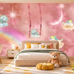 Unicorn Moon & Rainbow Kids Wallpaper – Nursery Wallpaper